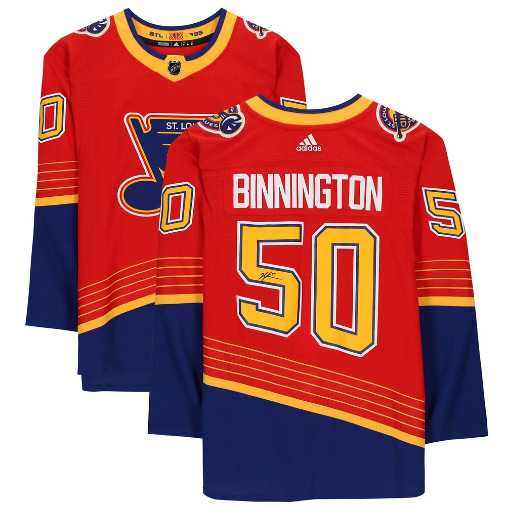 Jordan Binnington St. Louis Blues Autographed Red Adidas 2020-21 Reverse Retro Authentic Jersey
