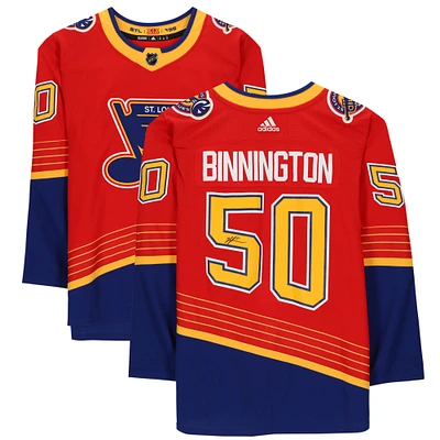 Jordan Binnington St. Louis Blues Autographed Red Adidas 2020-21 Reverse Retro Authentic Jersey