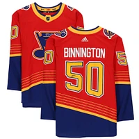 Jordan Binnington St. Louis Blues Autographed Red Adidas 2020-21 Reverse Retro Authentic Jersey