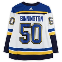 Maillot adidas blanc dédicacé par Jordan Binnington des St. Louis Blues