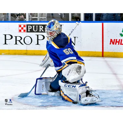 Jordan Binnington St. Louis Blues Fanatics Authentic Unsigned Blue Jersey Pad Save Photograph