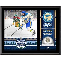 Plaque sublimée Jordan Kyrou St. Louis Blues 2022 Winter Classic 12" x 15" avec glace utilisée lors du match