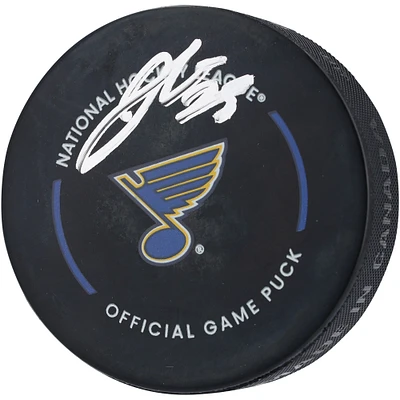 Rondelle de match officielle autographiée par Jordan Kyrou des Blues de St. Louis