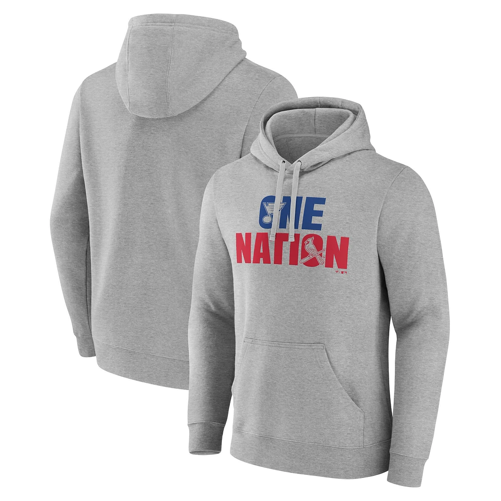 Men's Fanatics  Gray St. Louis Blues Cardinals One Nation Pullover Hoodie