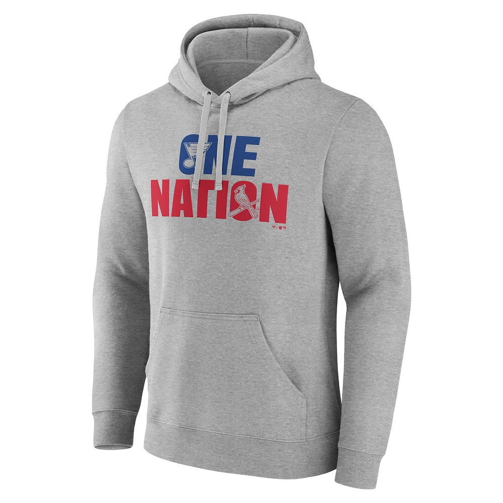 Men's Fanatics  Gray St. Louis Blues Cardinals One Nation Pullover Hoodie