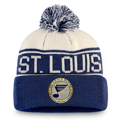 Bonnet en tricot à revers avec pompon blanc St. Louis Blues Heritage Fanatics pour homme