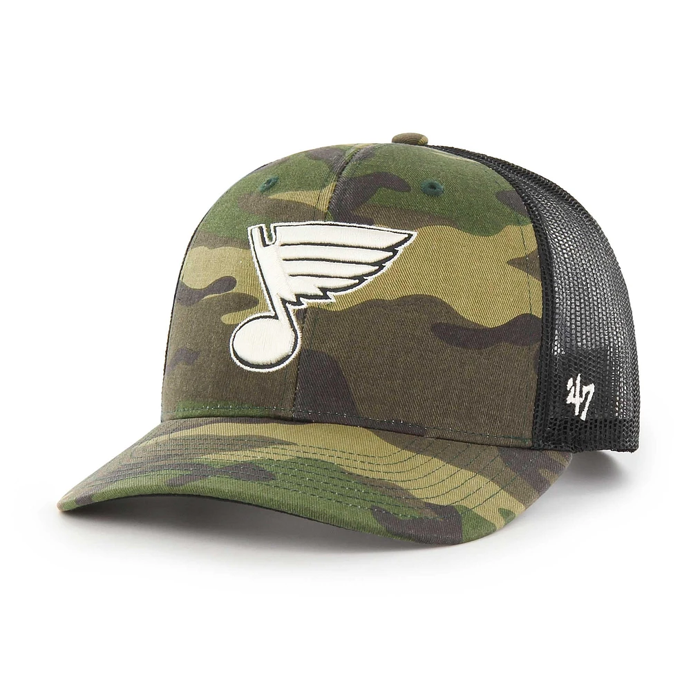 Men's '47 Camo/Black St. Louis Blues Trucker Snapback Hat