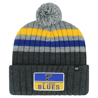 Bonnet en tricot à revers avec patch St. Louis Blues Stack '47 gris pour hommes avec pompon