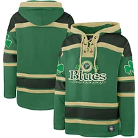 Men's '47  Kelly Green St. Louis Blues Patrick's Day McLucky Superior Lacer Pullover Hoodie