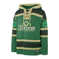 Men's '47  Kelly Green St. Louis Blues Patrick's Day McLucky Superior Lacer Pullover Hoodie