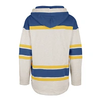 Men's '47 Oatmeal St. Louis Blues Rockaway Lace-Up Pullover Hoodie