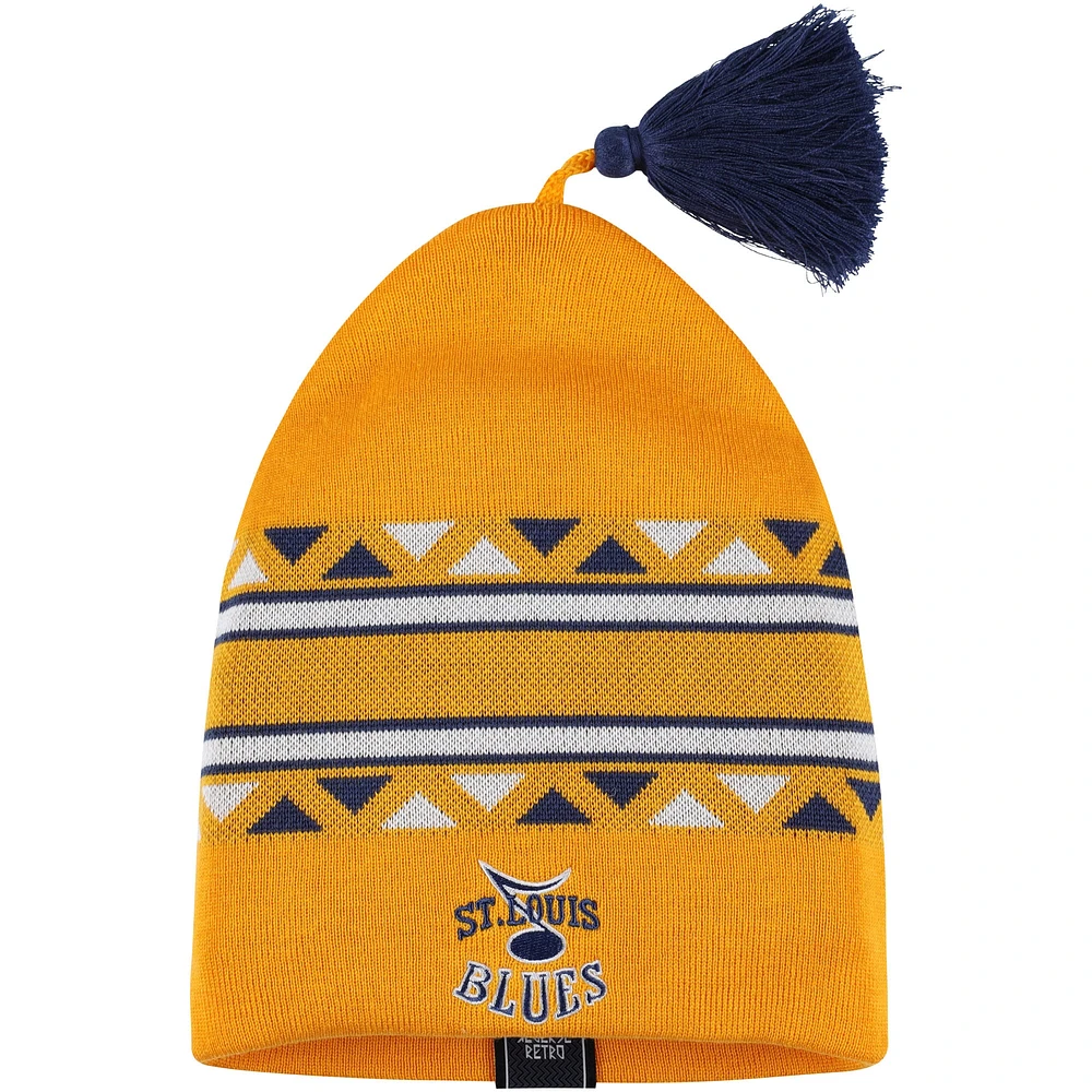 Men's adidas Gold St. Louis Blues Reverse Retro Knit Beanie with Tassel