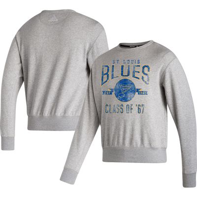 Men's adidas Heathered Gray St. Louis Blues Vintage Pullover Sweatshirt