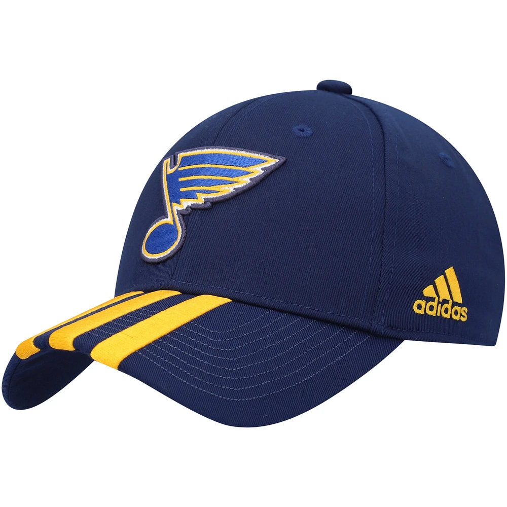 Casquette réglable à trois bandes adidas bleu marine St. Louis Blues Locker Room Primegreen pour hommes