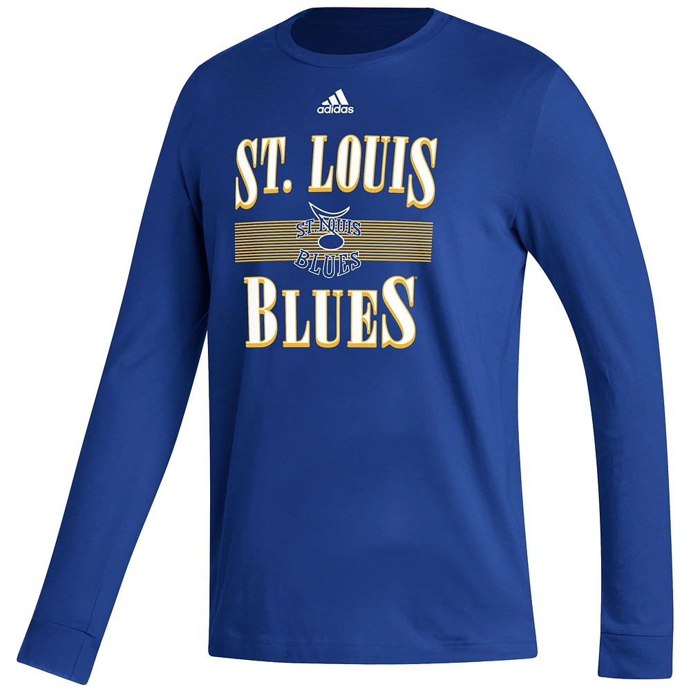 Men's adidas Royal St. Louis Blues Reverse Retro 2.0 Fresh Playmaker Long Sleeve T-Shirt