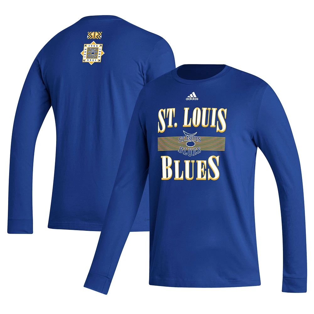 T-shirt à manches longues adidas Royal St. Louis Blues Reverse Retro 2.0 Fresh Playmaker pour homme