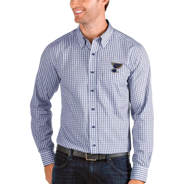 Antigua Men's Blue, Gray St. Louis Blues Ease Plaid Button-Up Long Sleeve  Shirt