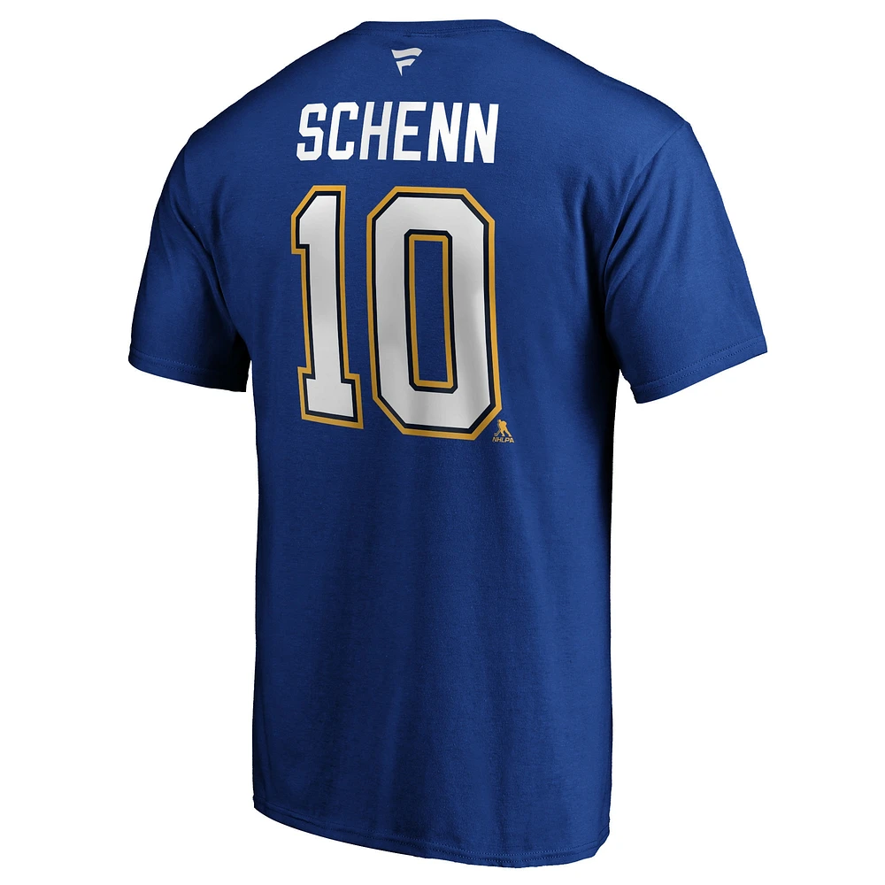 T-shirt bleu authentique pour homme avec nom et numéro de joueur des Blues St. Louis Brayden Schenn