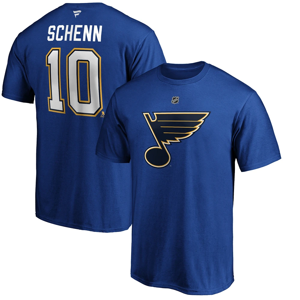 T-shirt bleu authentique pour homme avec nom et numéro de joueur des Blues St. Louis Brayden Schenn