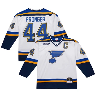 Maillot de jeu puissance Chris Pronger pour homme, blanc, St. Louis Blues 1999-00