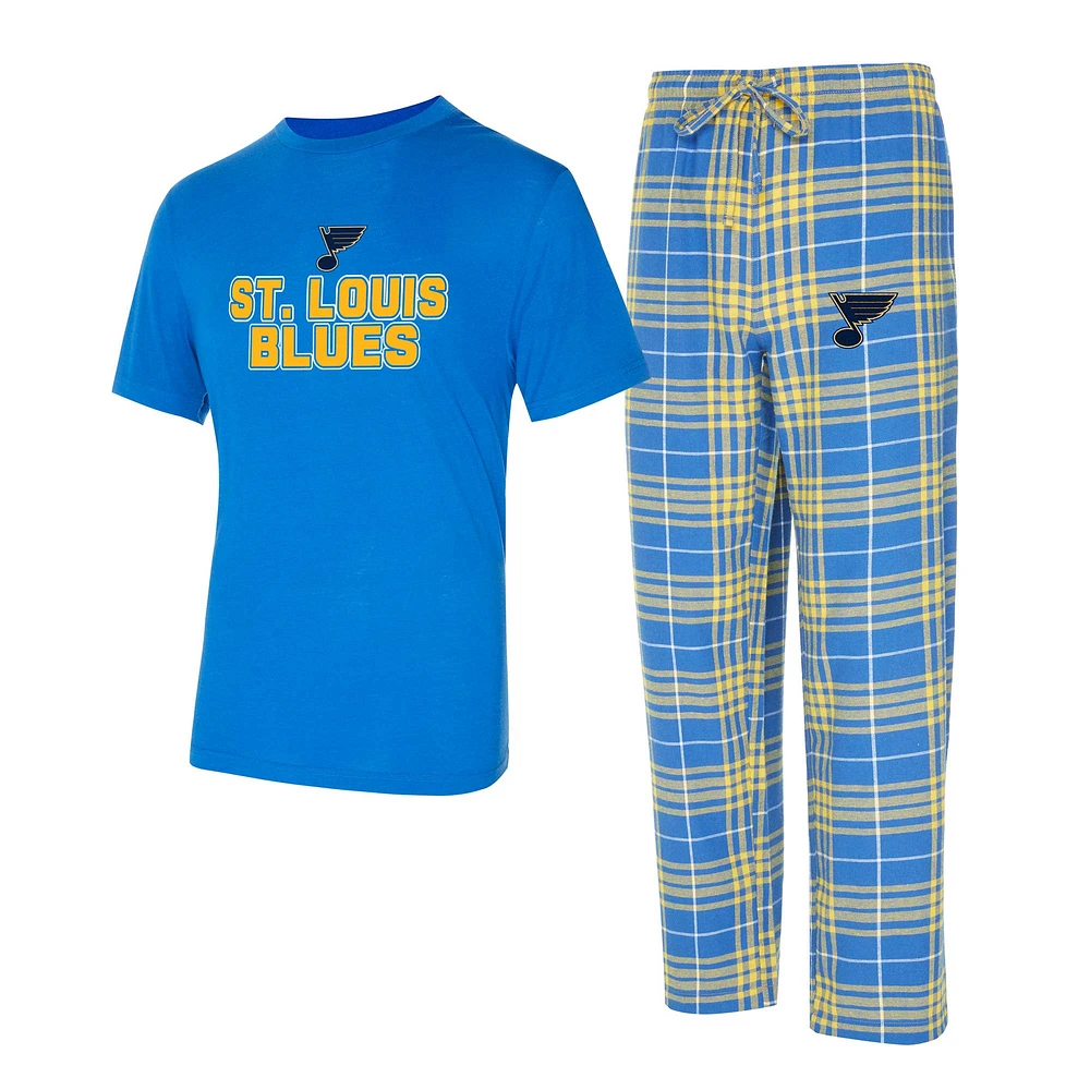 Ensemble de nuit pour homme Concepts Sport St. Louis Blues Vector T-shirt et pantalon