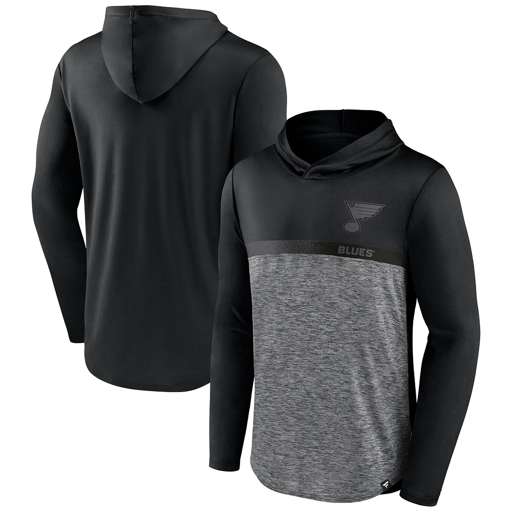 Sweat à capuche emblématique Fanatics pour homme, noir/anthracite chiné, des St. Louis Blues