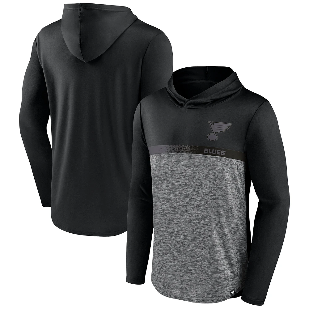 Sweat à capuche emblématique Fanatics pour homme, noir/anthracite chiné, des St. Louis Blues