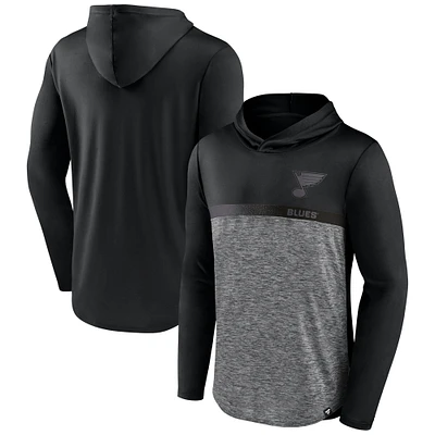 Sweat à capuche emblématique Fanatics pour homme, noir/anthracite chiné, des St. Louis Blues
