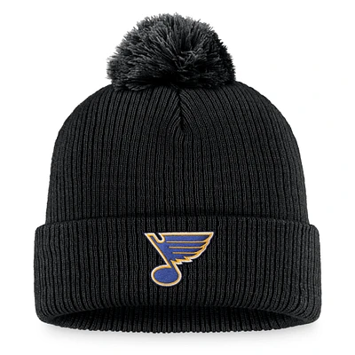 Bonnet en tricot à revers St. Louis Blues Fanatics noir pour hommes avec pompon