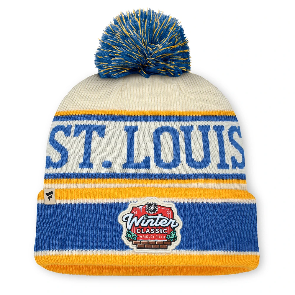 Men's Fanatics Blue/Cream St. Louis Blues 2025 NHL Winter Classic Cuffed Knit Hat with Pom