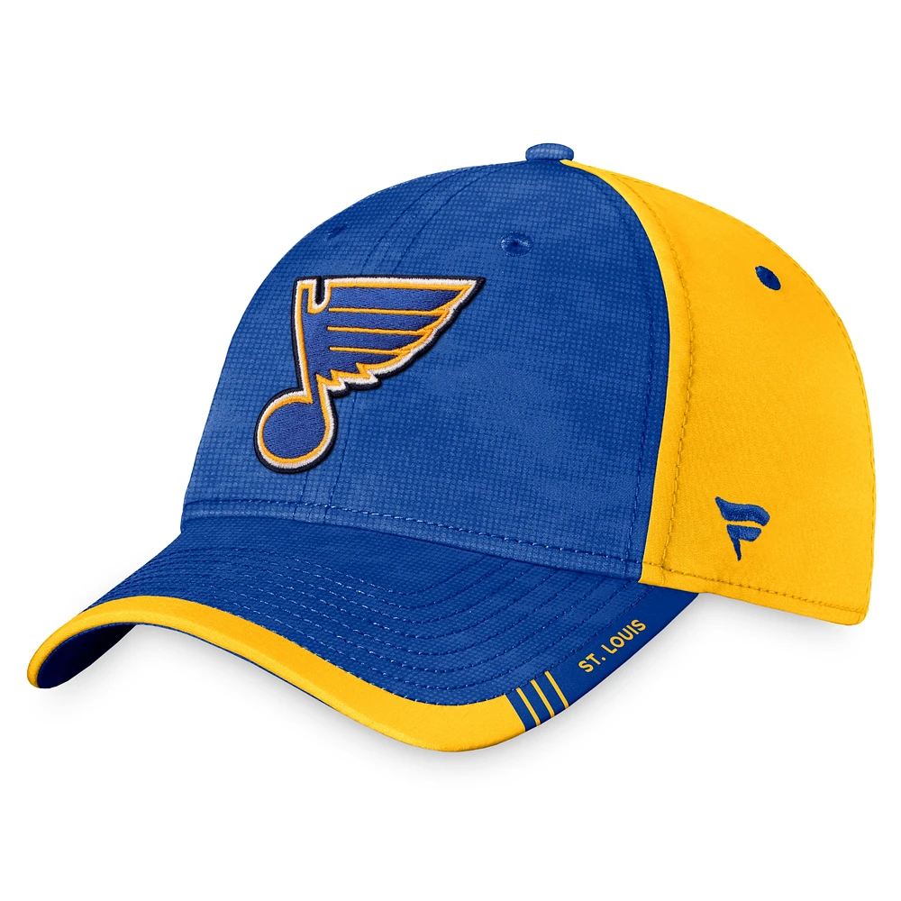 Casquette St. Louis Blues Authentic Pro Rink Camo Flex Fanatics pour hommes, bleu/or