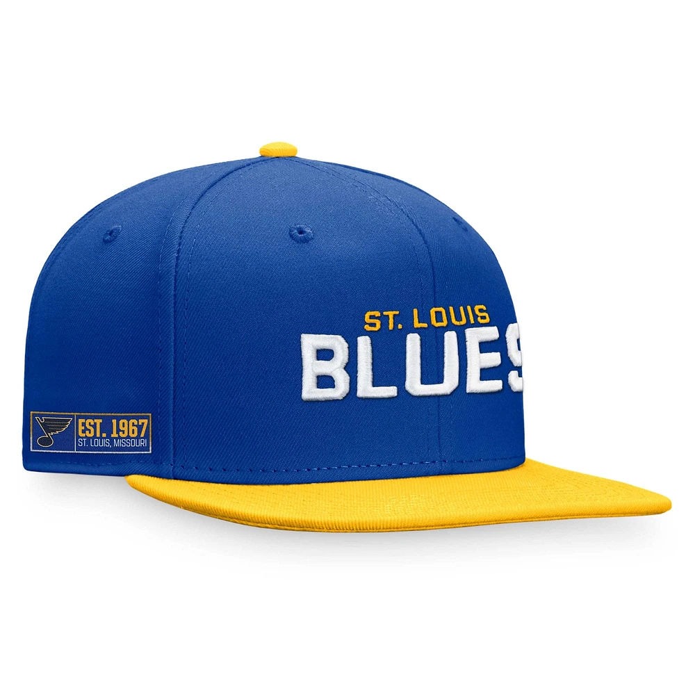 Casquette Snapback emblématique St. Louis Blues Fanatics bleu/or pour hommes