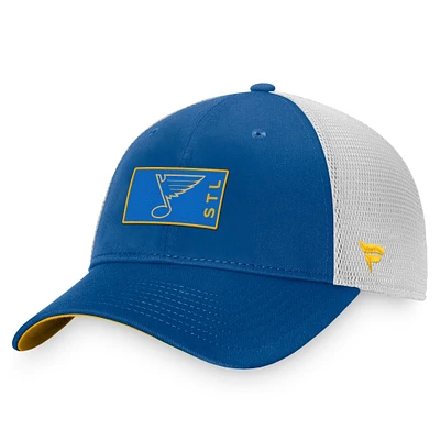 Men's Fanatics Blue/White St. Louis Blues Authentic Pro Trucker Snapback Hat 