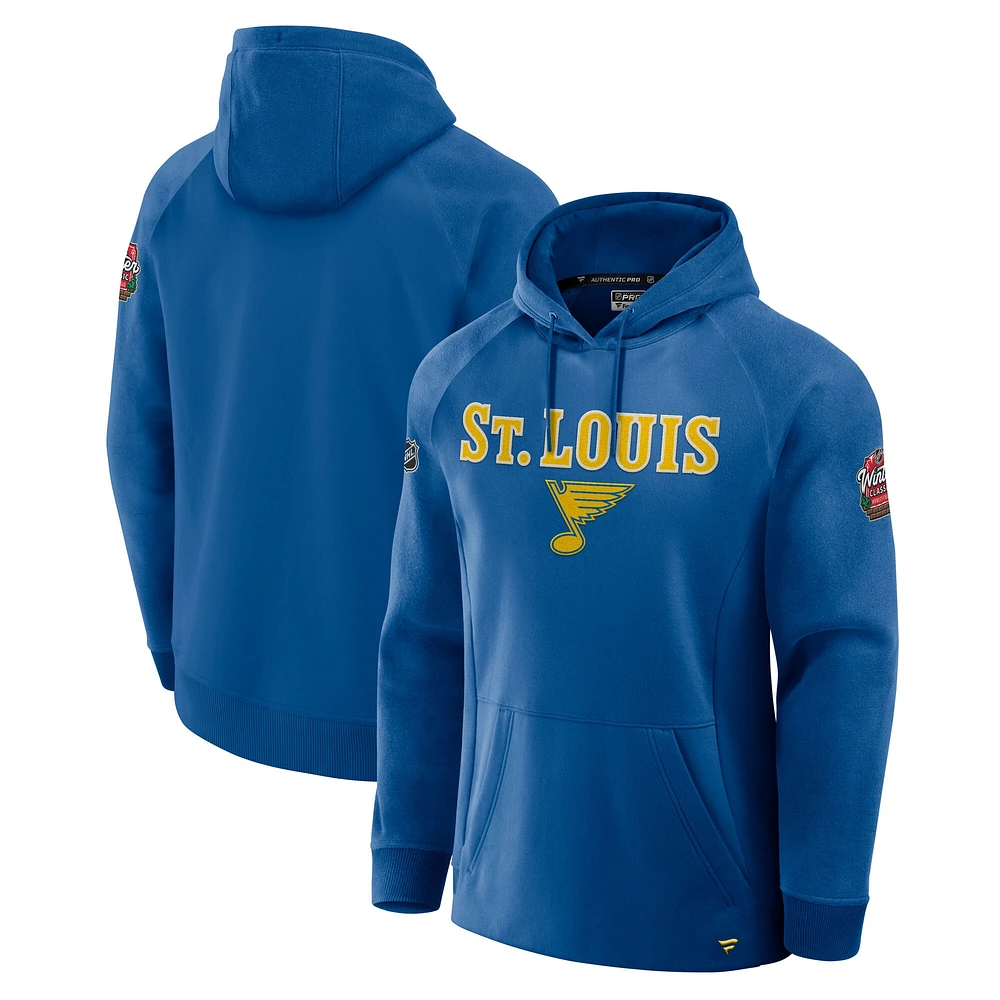 Sweat à capuche en polaire authentique Pro Winter Classic 2025 NHL Blue St. Louis Blues pour homme