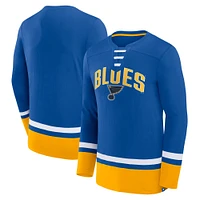 T-shirt à manches longues lacets Fanatics Blue St. Louis Blues Back Pass pour hommes