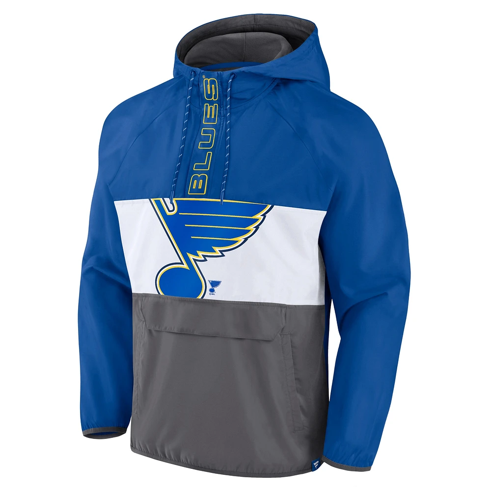 Men's Fanatics Blue St. Louis Blues Flagrant Foul Anorak Raglan Half-Zip Hoodie Jacket