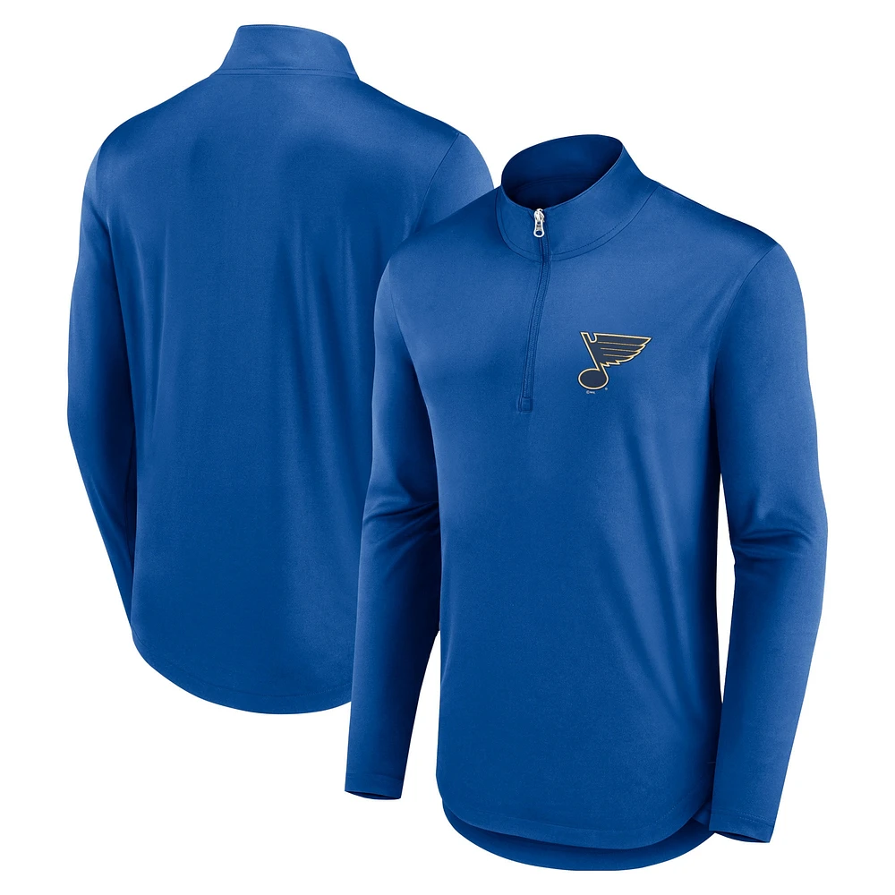 Men's Fanatics Blue St. Louis Blues Mock Neck Quarter-Zip Top