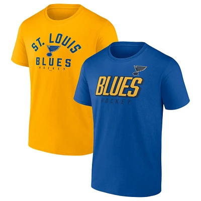 Ensemble de deux t-shirts Fanatics bleus St. Louis Blues Wordmark pour hommes