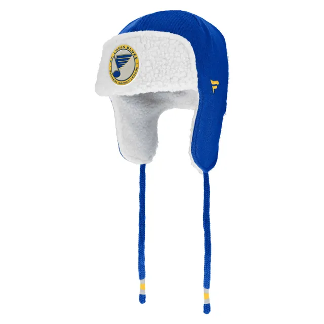 Men's Fanatics Branded Royal/Gold St. Louis Blues Authentic Pro Rink Cuffed  Knit Hat with Pom - OSFA