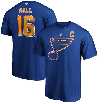 Brett Hull St. Louis Blues Fanatics Branded Authentic Stack Retired Player Name & Number T-Shirt - Blue