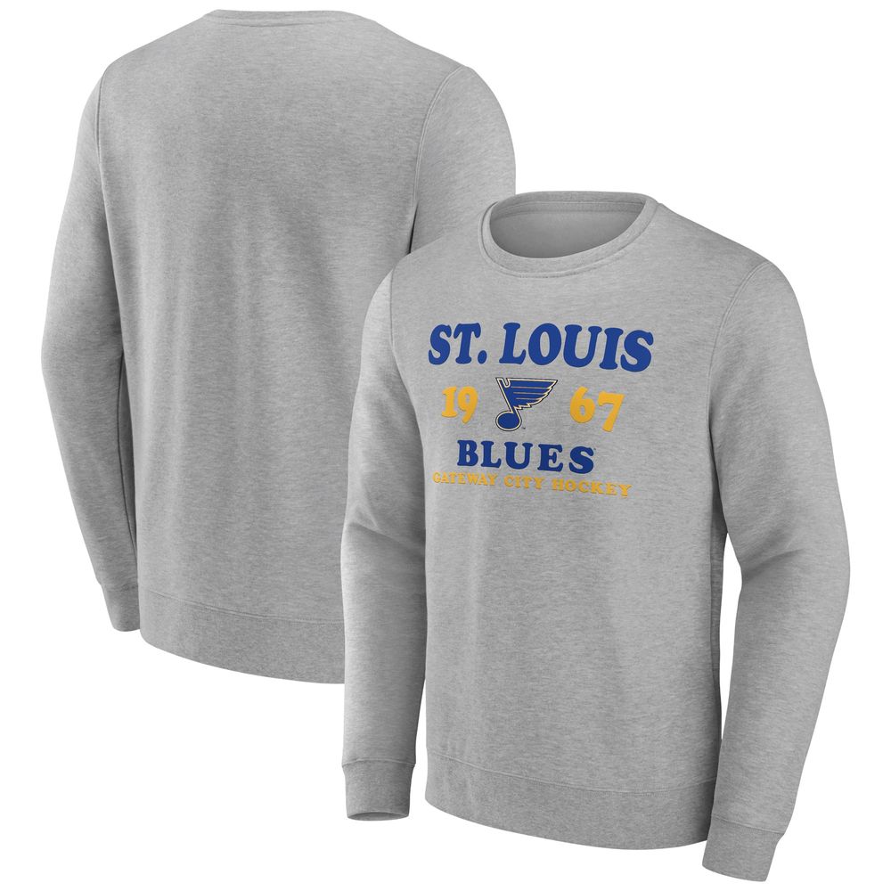 St. Louis Blues Fanatics Branded Personalized Name & Number Long Sleeve T- Shirt - Heather Gray