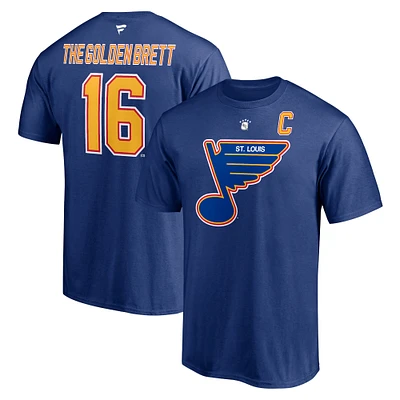 Fanatics Branded Brett Hull Bleu St. Louis Blues Authentic Stack Joueur à la retraite Surnom et numéro T-shirt