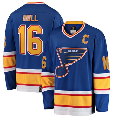 Maillot de joueur retraité Fanatics Brett Hull bleu St. Louis Blues Premier Breakaway pour hommes