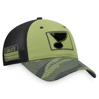 Casquette Snapback d'appréciation militaire Fanatics Camo/Noir St. Louis Blues pour hommes