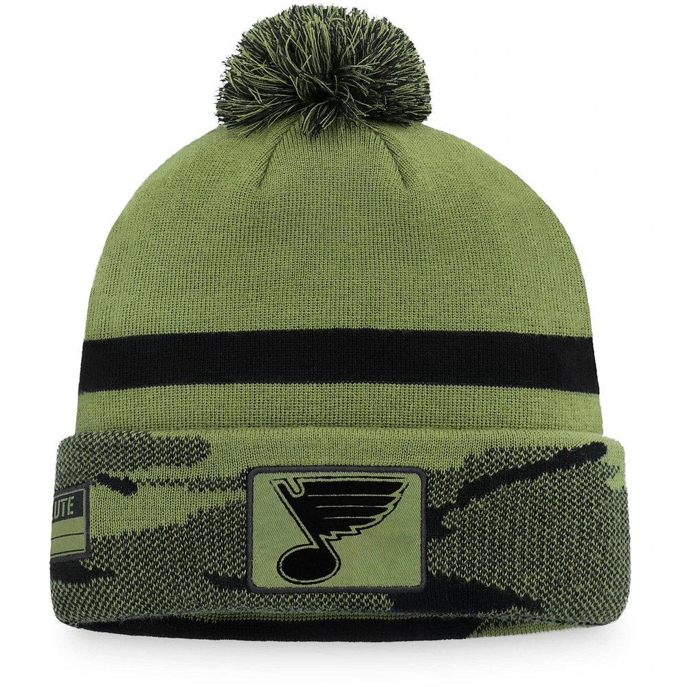 Men's Fanatics Camo St. Louis Blues Military Appreciation Cuffed Knit Hat with Pom