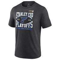 T-shirt enveloppant des séries éliminatoires de la Coupe Stanley 2022 Fanatics Charcoal St. Louis Blues pour hommes