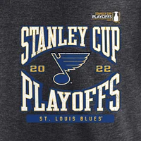 T-shirt enveloppant des séries éliminatoires de la Coupe Stanley 2022 Fanatics Charcoal St. Louis Blues pour hommes