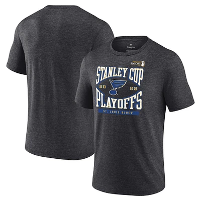 T-shirt enveloppant des séries éliminatoires de la Coupe Stanley 2022 Fanatics Charcoal St. Louis Blues pour hommes