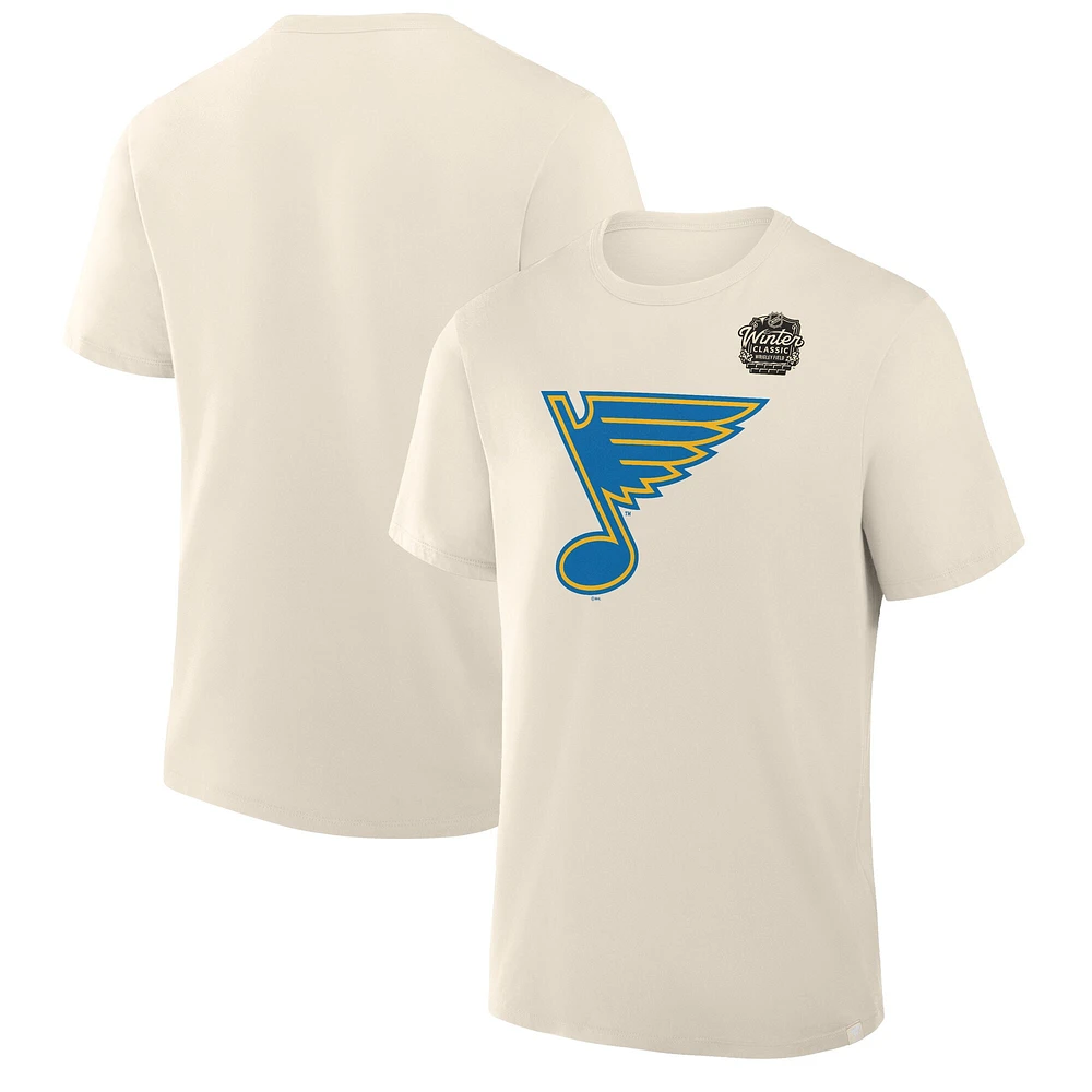 Men's Fanatics Cream St. Louis Blues 2025 Winter Classic Primary Logo T-Shirt