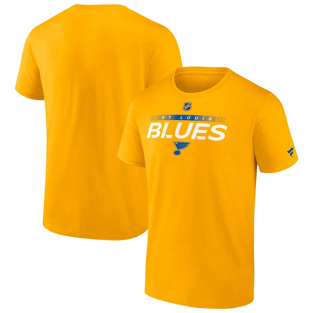 T-shirt Fanatics Gold Authentic Pro Core Collection Prime pour homme des Blues de Saint-Louis